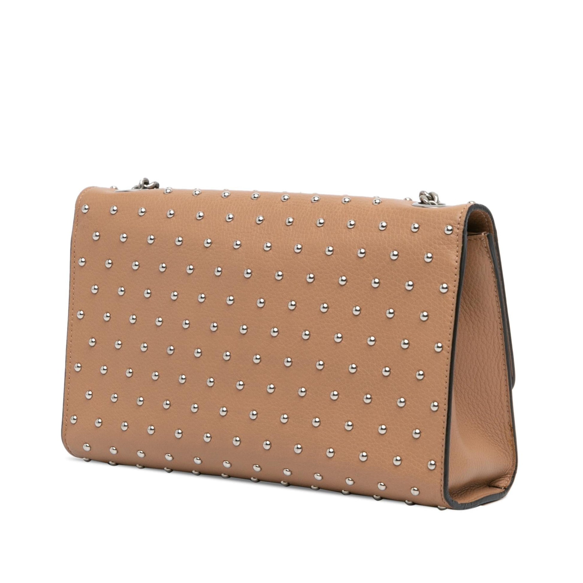 Gucci Studded Miss Bamboo Leather Calf Brown Medium Crossbody Bag