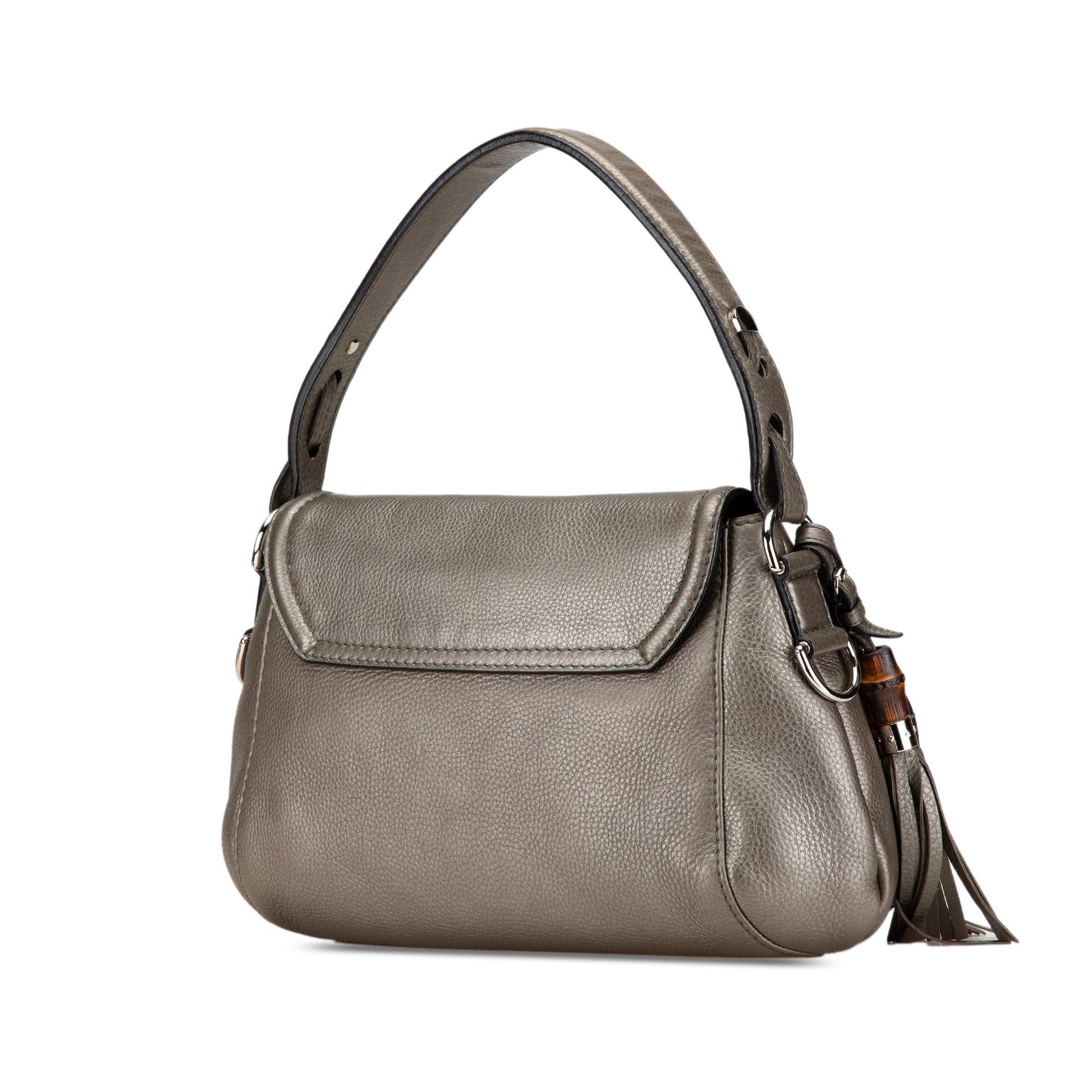 Gucci Techno Horsebit Flap Leather Calf Grey Medium Shoulder Bag