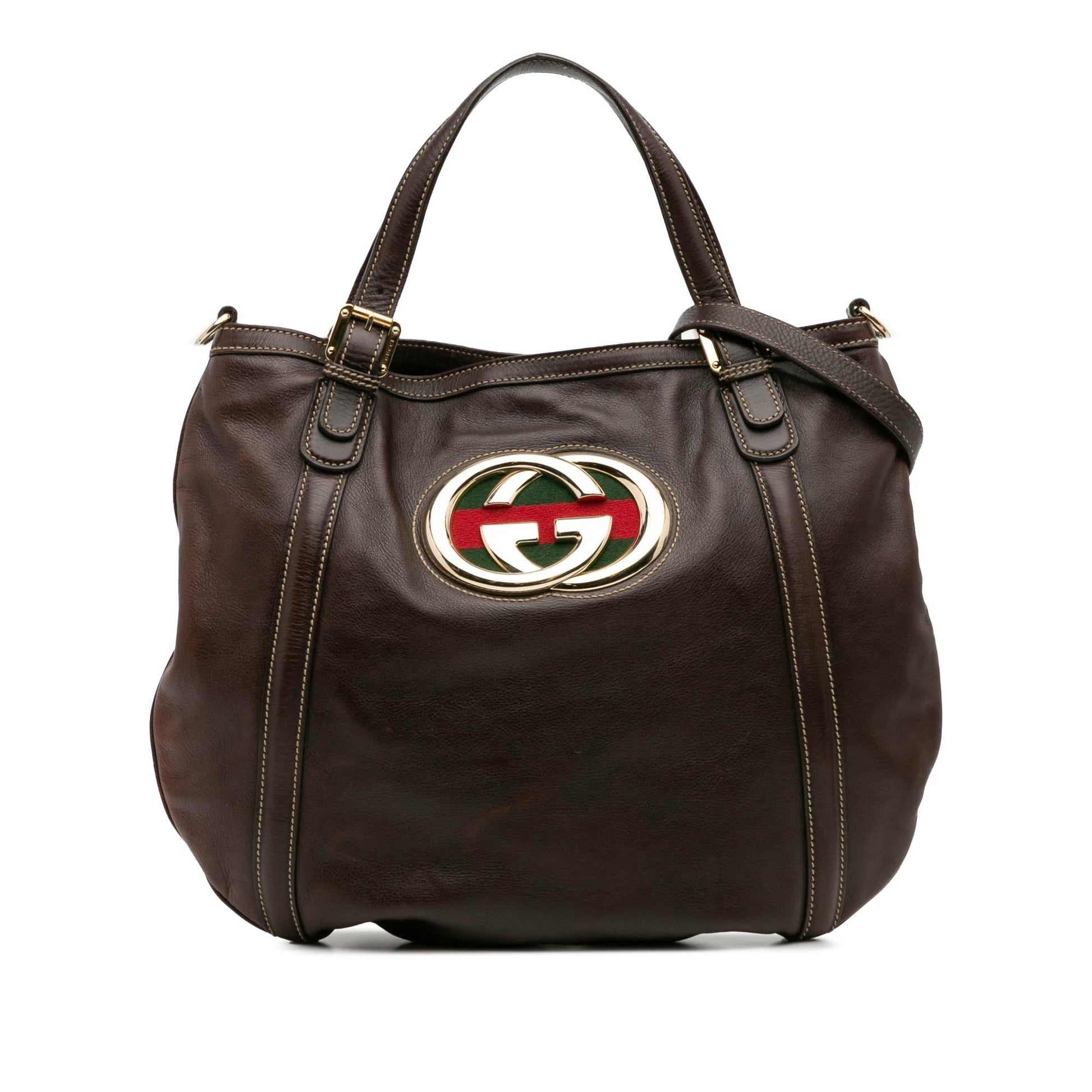 Gucci Web Britt Leather Medium Travel Bag