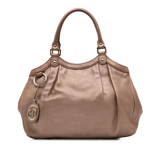 Gucci Metallic Sukey Calf Calfskin Brown Medium Tote Bag