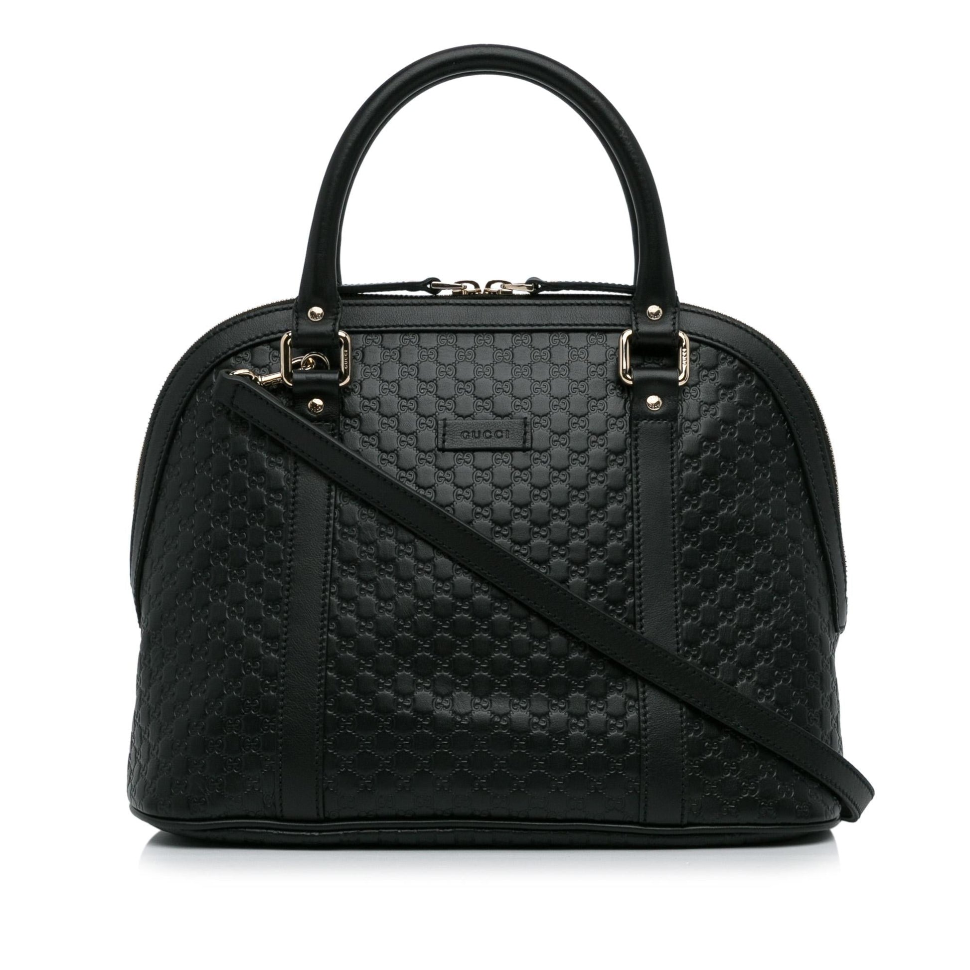 Gucci Microguccissima Dome SHG-vT2xcQ Calf Black Medium Satchel Bag