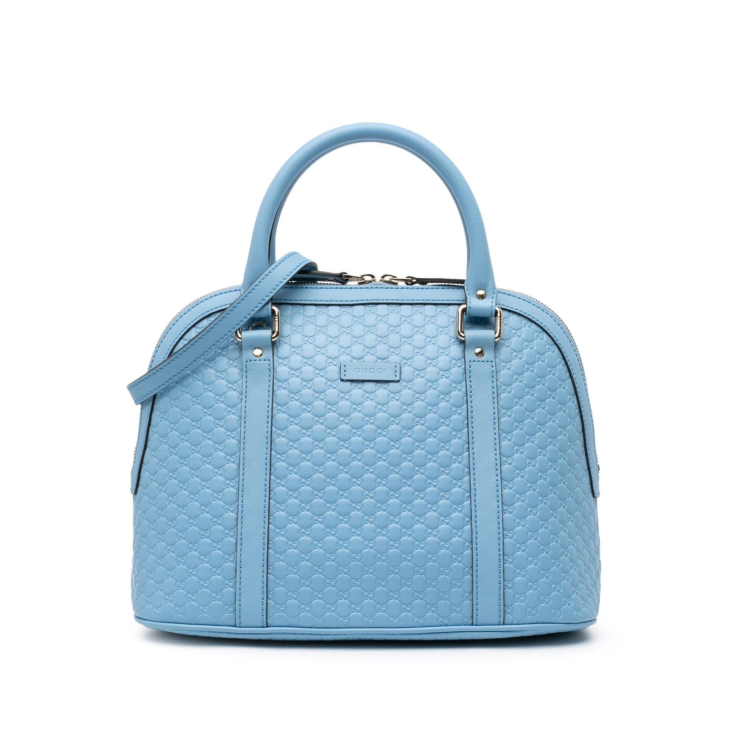Gucci Microguccissima Dome Calf Blue Medium Satchel Bag