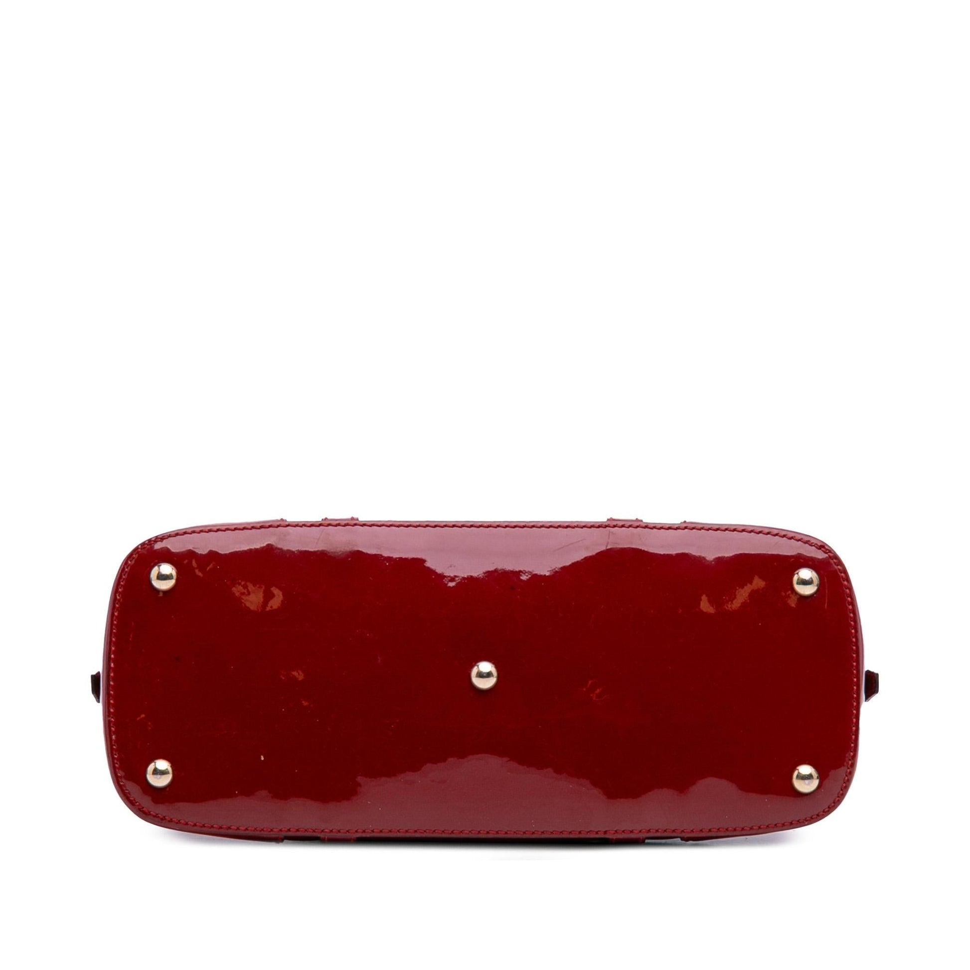 Gucci Microguccissima Nice Dome Leather Patent Red Medium Satchel Bag