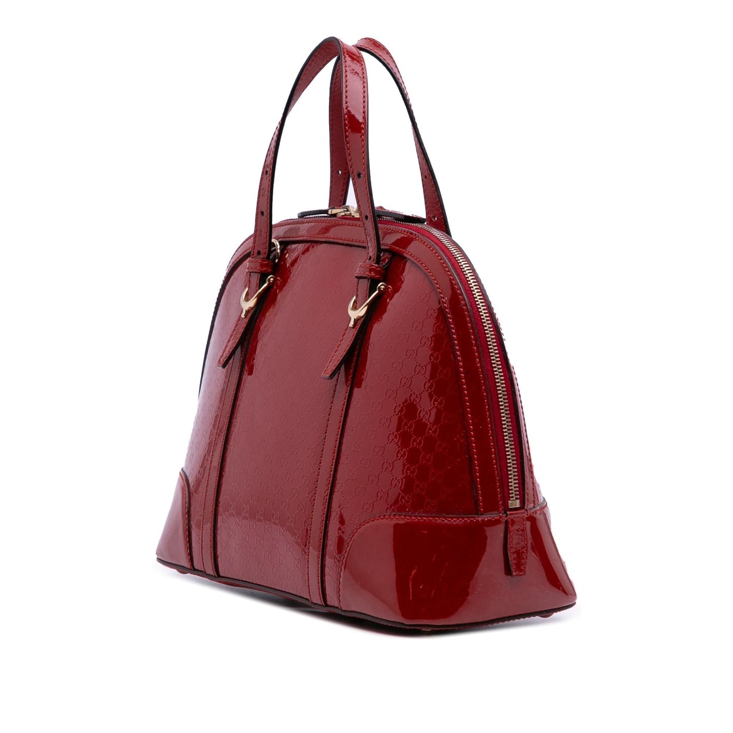 Gucci Microguccissima Nice Dome Leather Patent Red Medium Satchel Bag