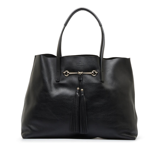 Gucci Park Avenue Horsebit SHG-lXyFYm Calf Black Medium Tote Bag