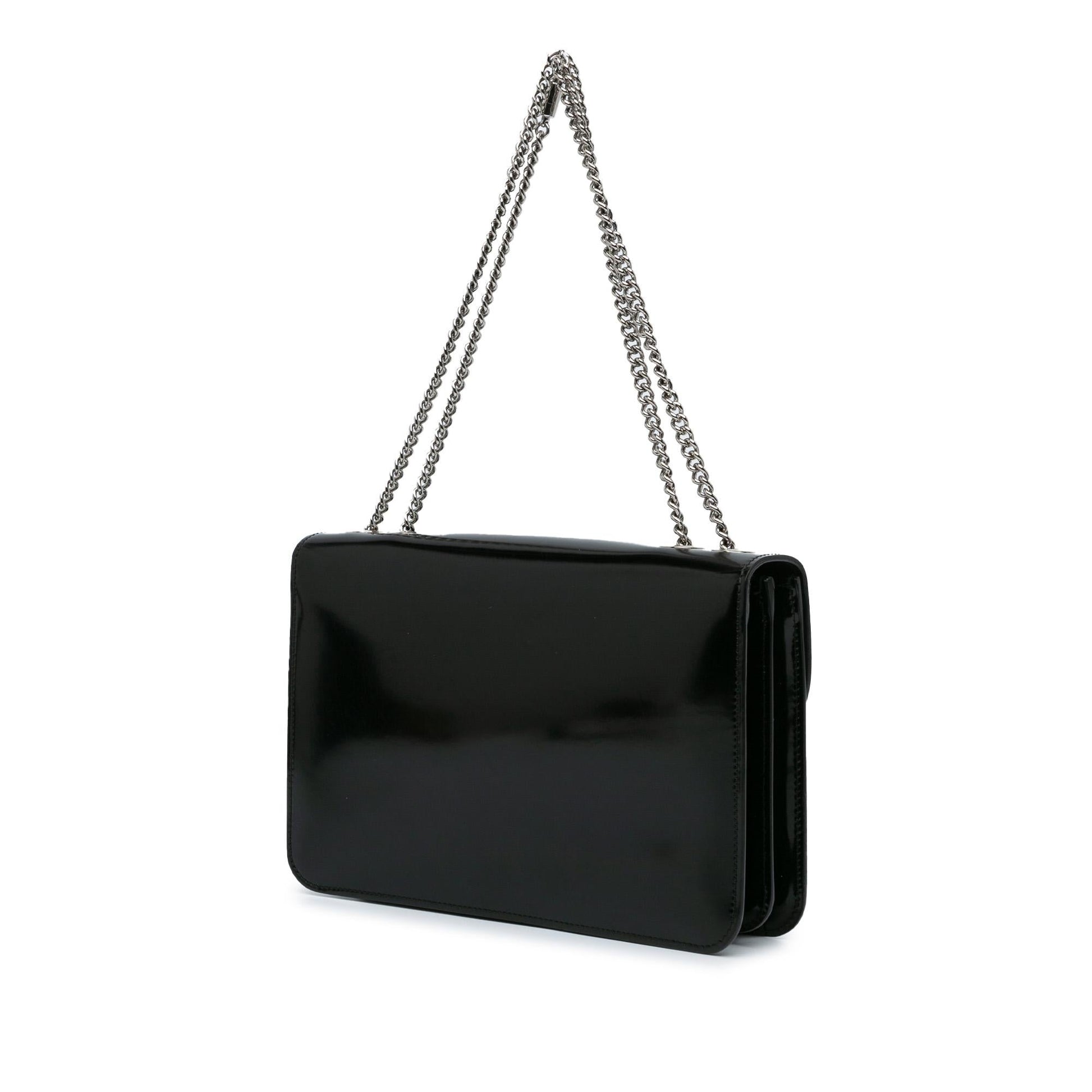Gucci Dollar Interlocking G SHG-1j0vxX Leather Patent Black Medium Crossbody Bag