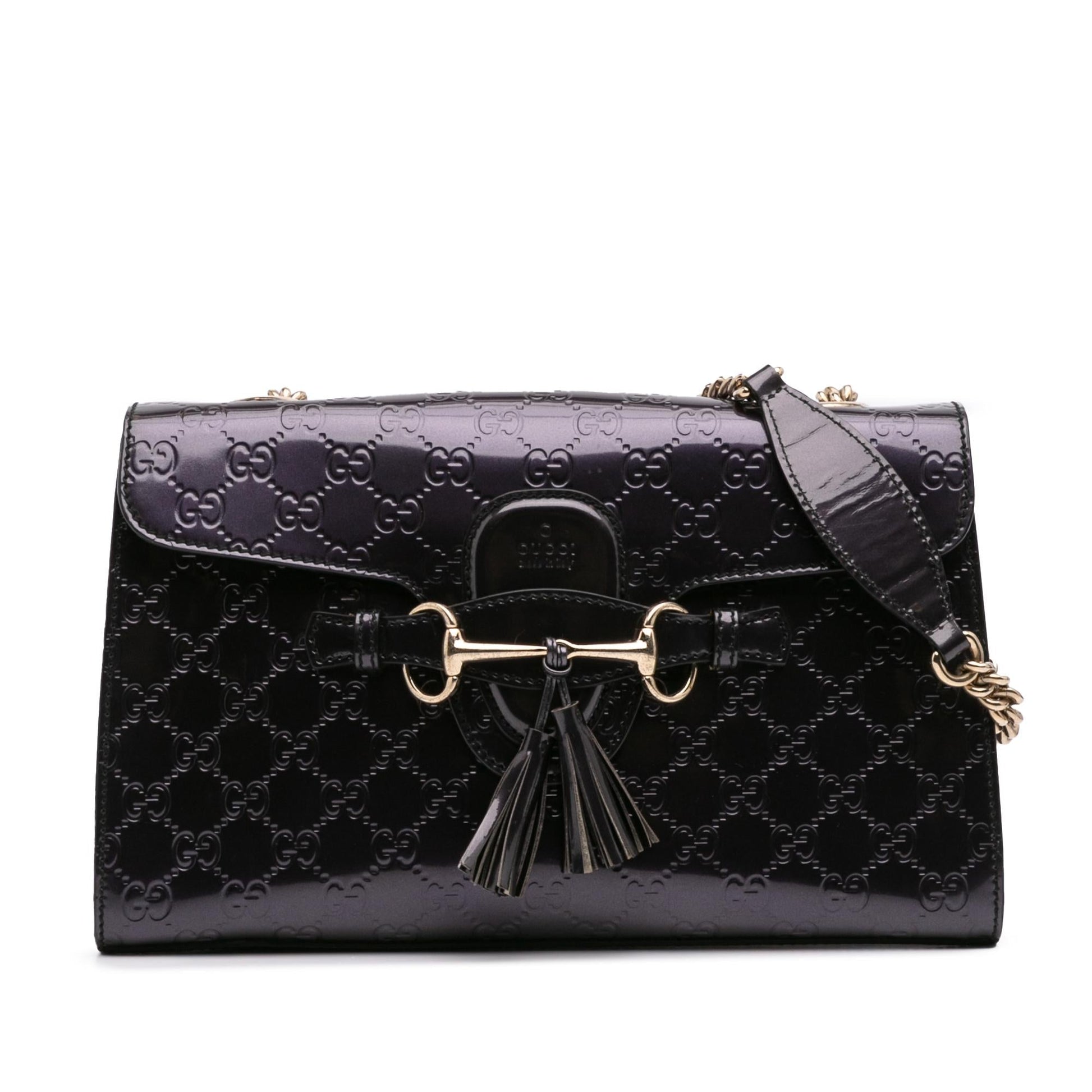 Gucci Guccissima Emily Leather Patent Medium Shoulder Bag