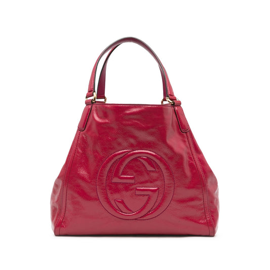 Gucci Soho Cellarius SHG-waNM3Q Leather Patent Pink Medium Tote Bag