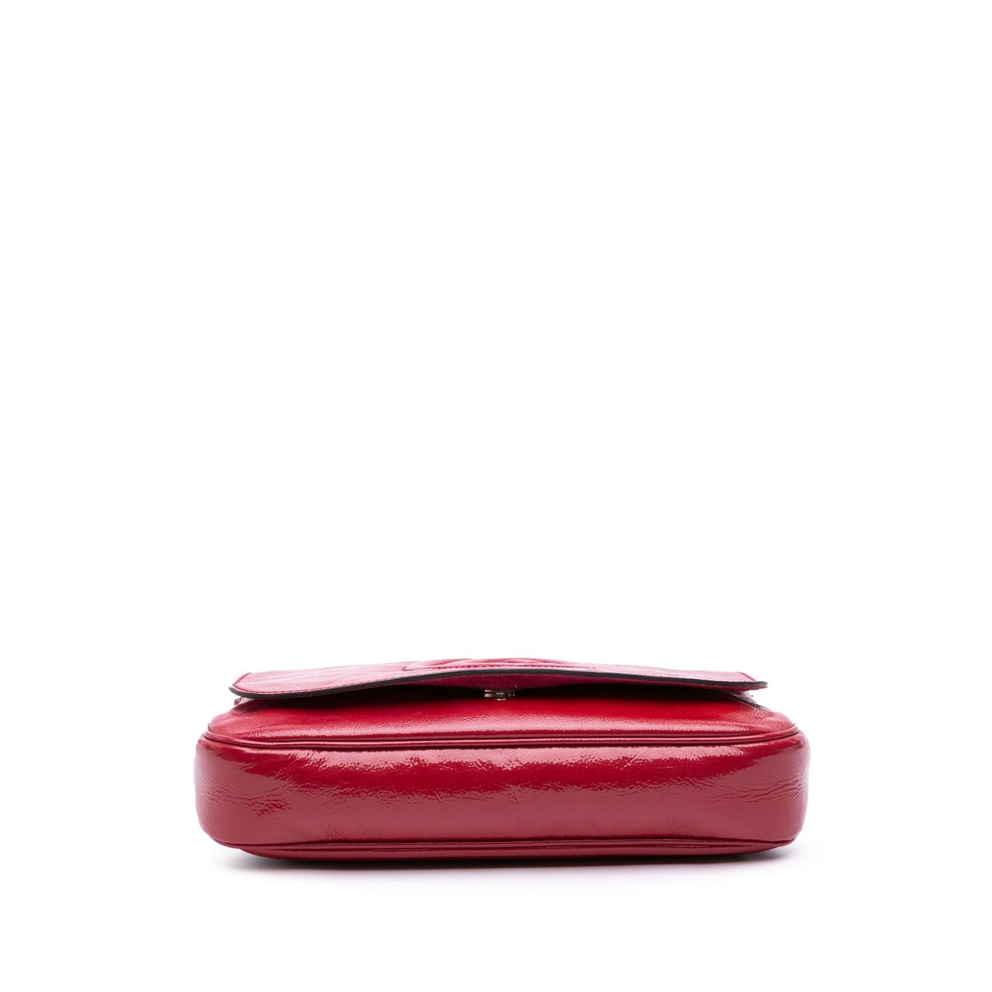 Gucci Soho Chain Flap Leather Patent Red Medium Crossbody Bag