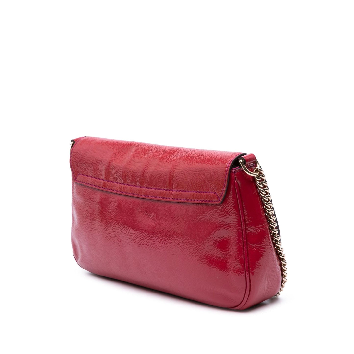 Gucci Soho Chain Flap Leather Patent Red Medium Crossbody Bag