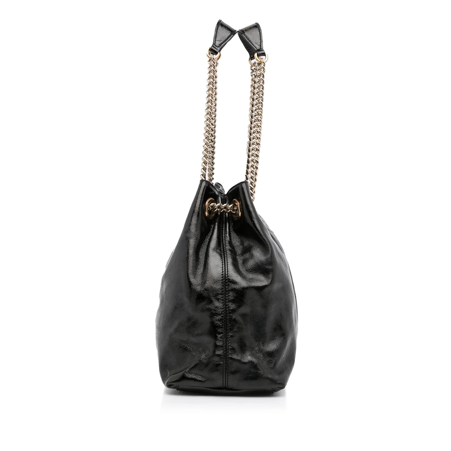 Gucci Soho Chain SHG-skULqA Leather Patent Black Medium Tote Bag