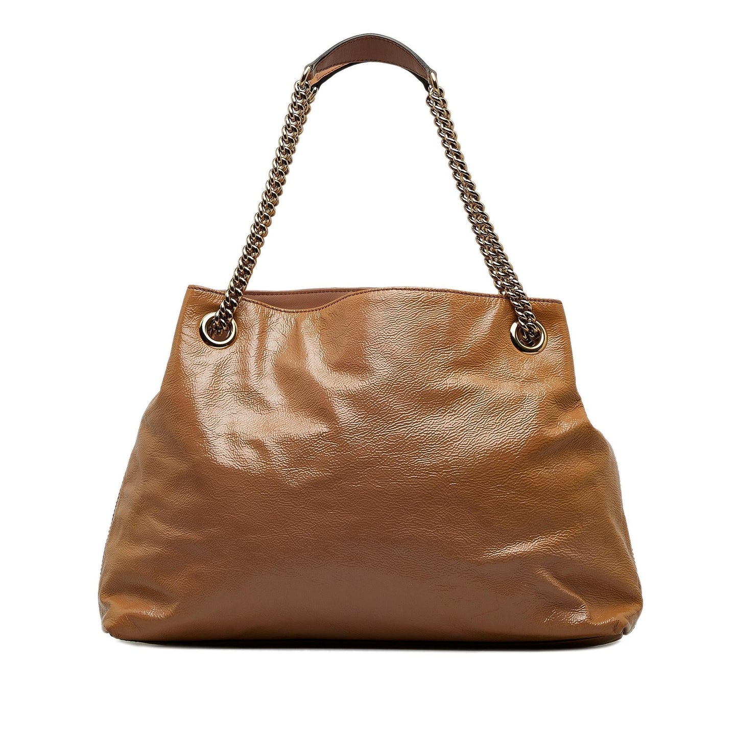 Gucci Soho Chain SHG-YIWtty Leather Patent Brown Medium Tote Bag