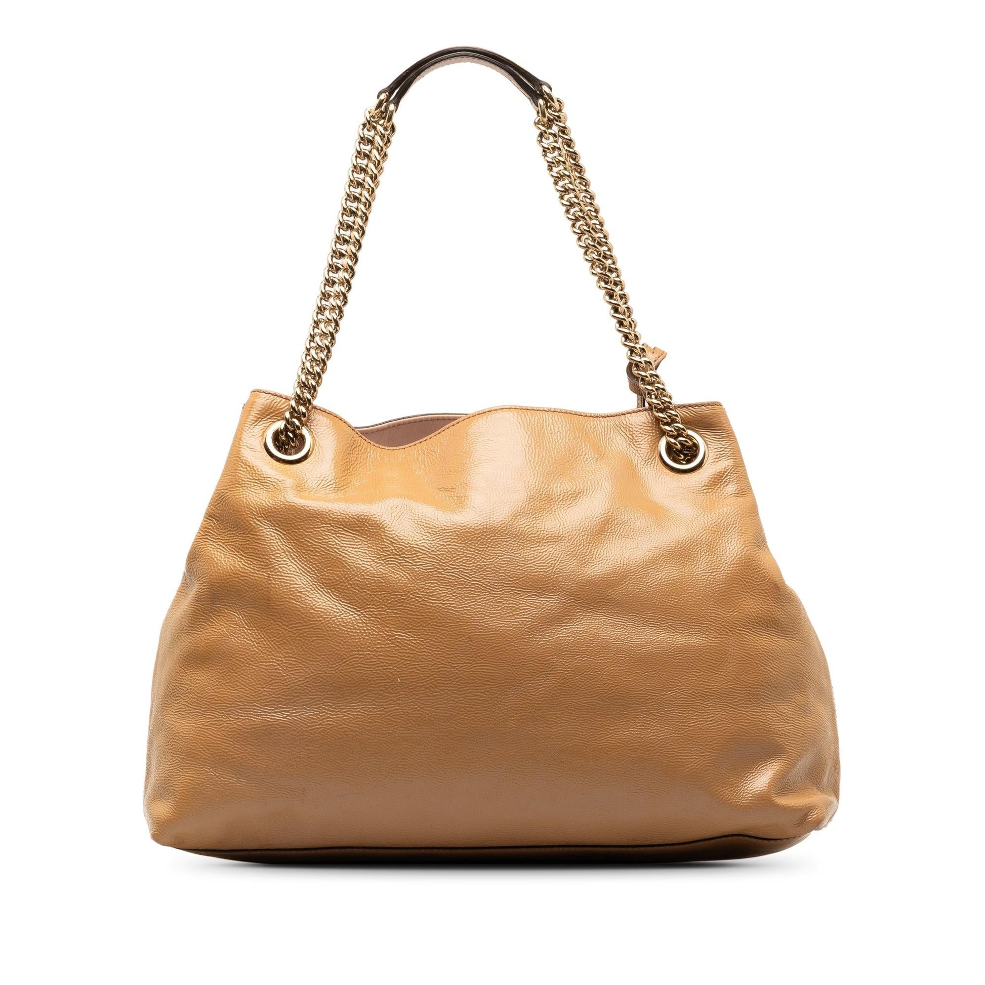 Gucci Soho Chain SHG-jrt6iJ Leather Patent Brown Medium Tote Bag