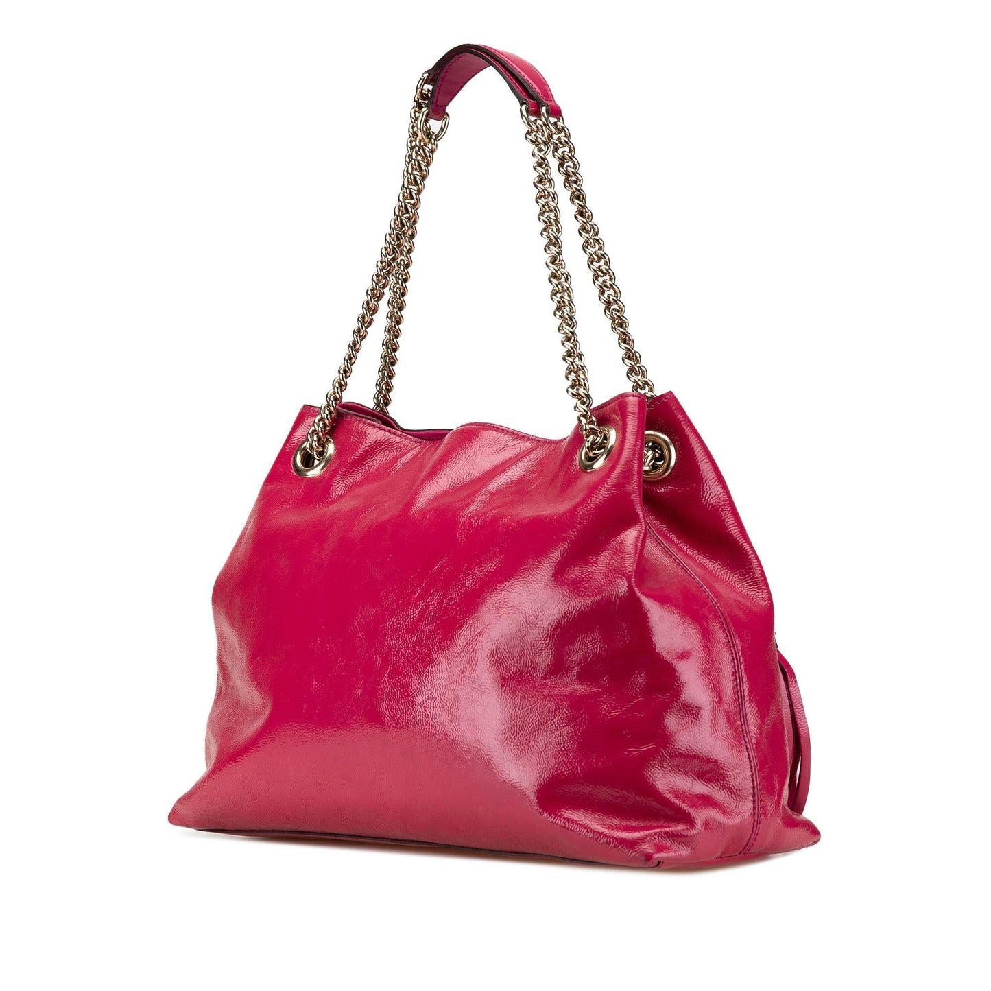Gucci Soho Chain Leather Patent Pink Medium Tote Bag Tote 2