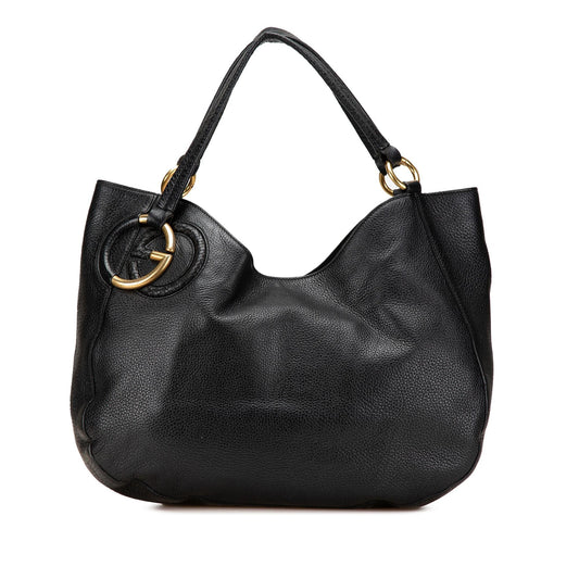 Gucci Pebbled Twill Calf Calfskin Black Medium Tote Bag Twill Tote