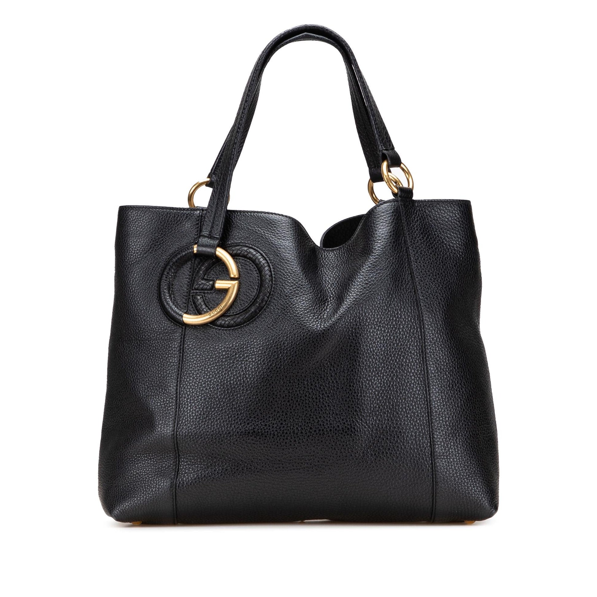 Gucci Pebbled Twill Calf Calfskin Black Medium Tote Bag Tote 2