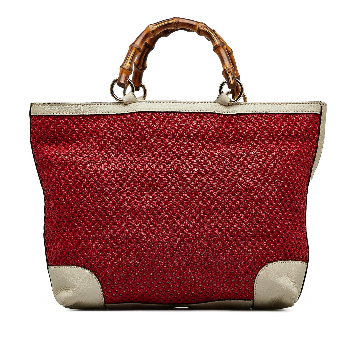 Gucci Bamboo Shopper SHG-huzjM4 Raffia Calf Red Medium Tote Bag