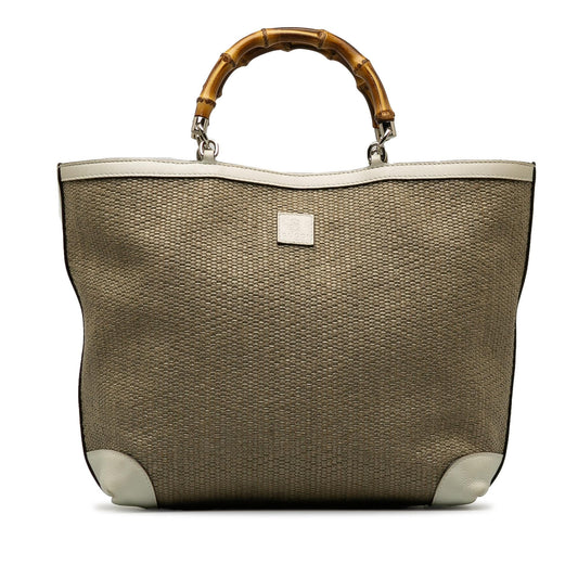 Gucci Bamboo Shopper SHG-lv32Tc Raffia Brown Medium Tote Bag