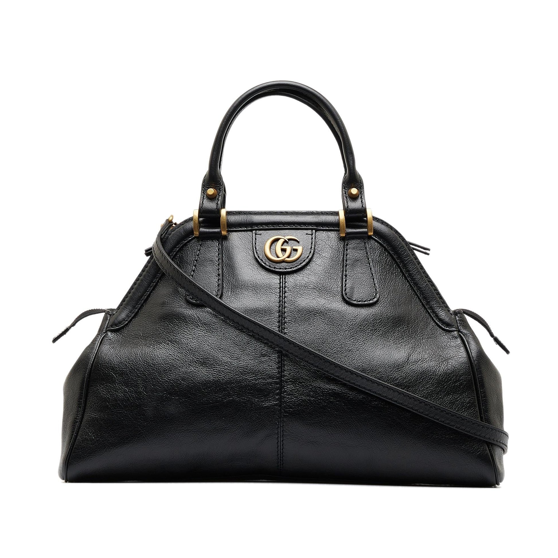 Gucci Re Belle SHG-PSIib9 Calf Black Medium Top Handle Satchel Bag