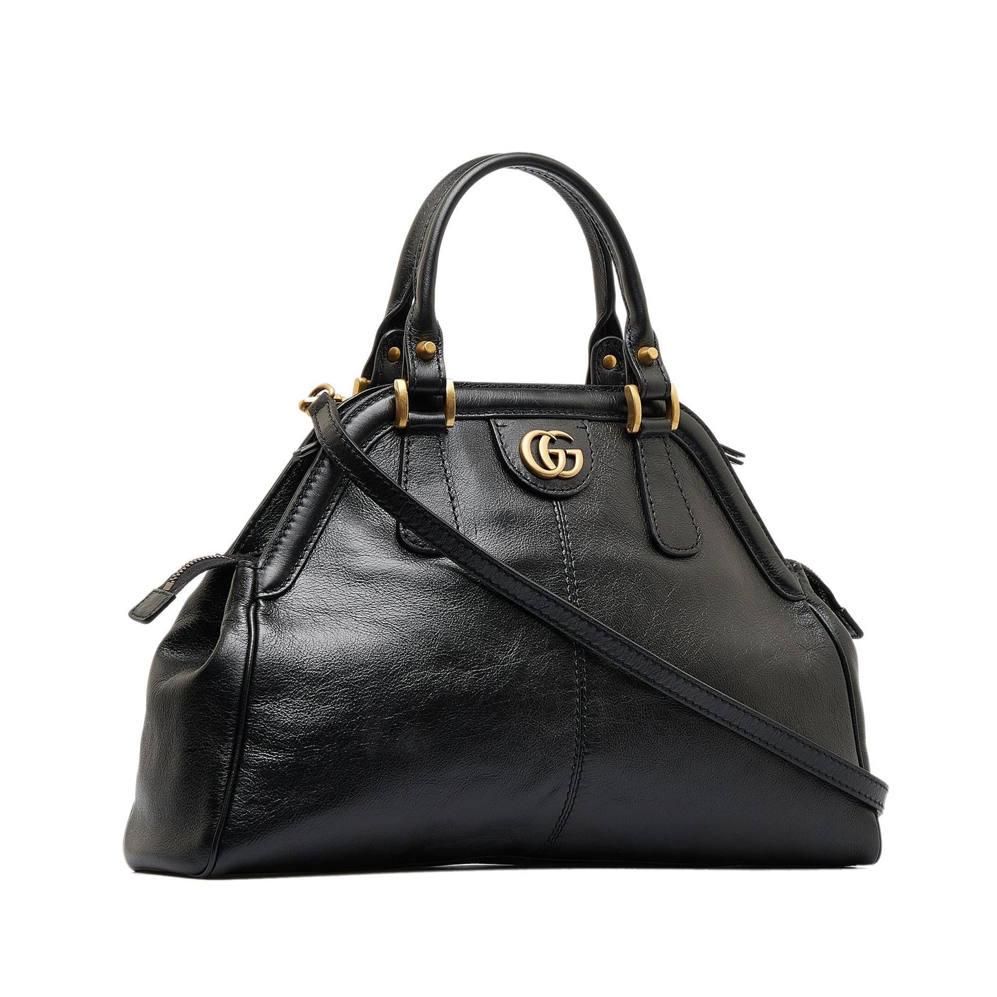 Gucci Re Belle SHG-PSIib9 Calf Black Medium Top Handle Satchel Bag