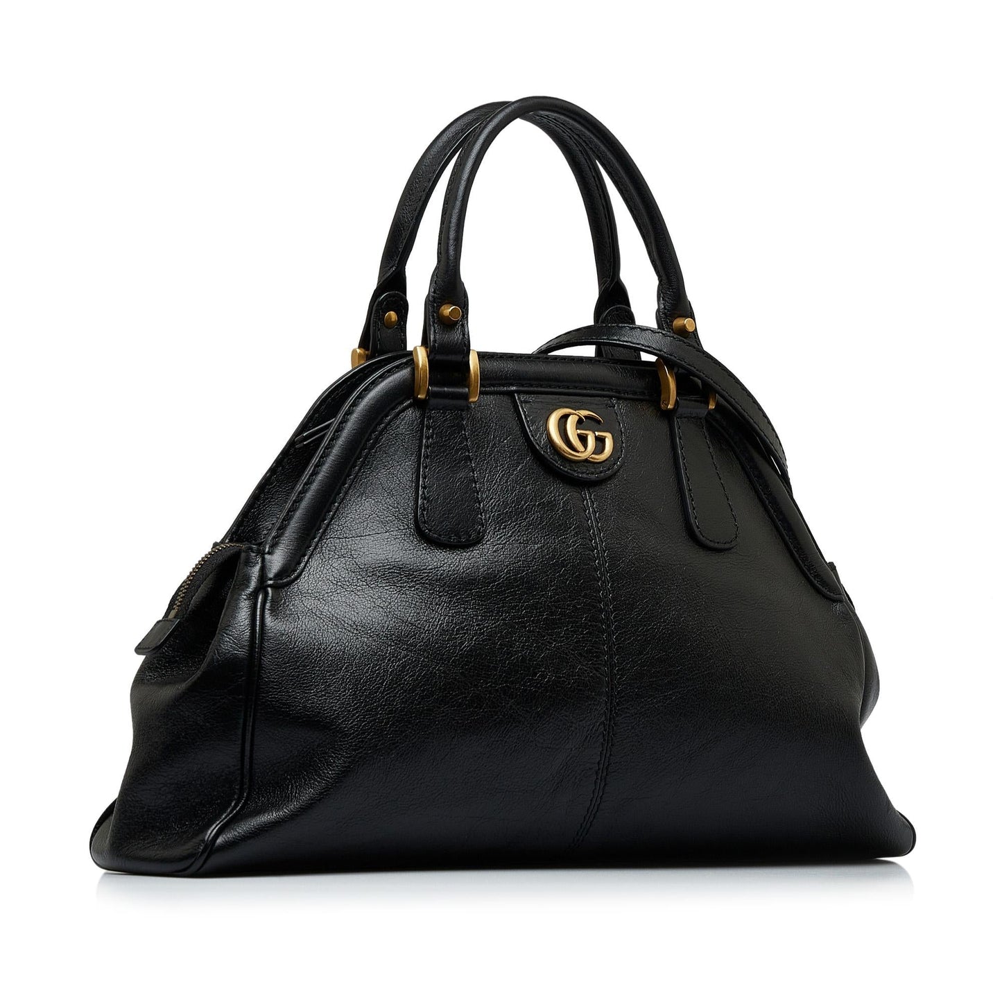 Gucci Re Belle SHG-08YToz Calf Black Medium Top Handle Satchel Bag