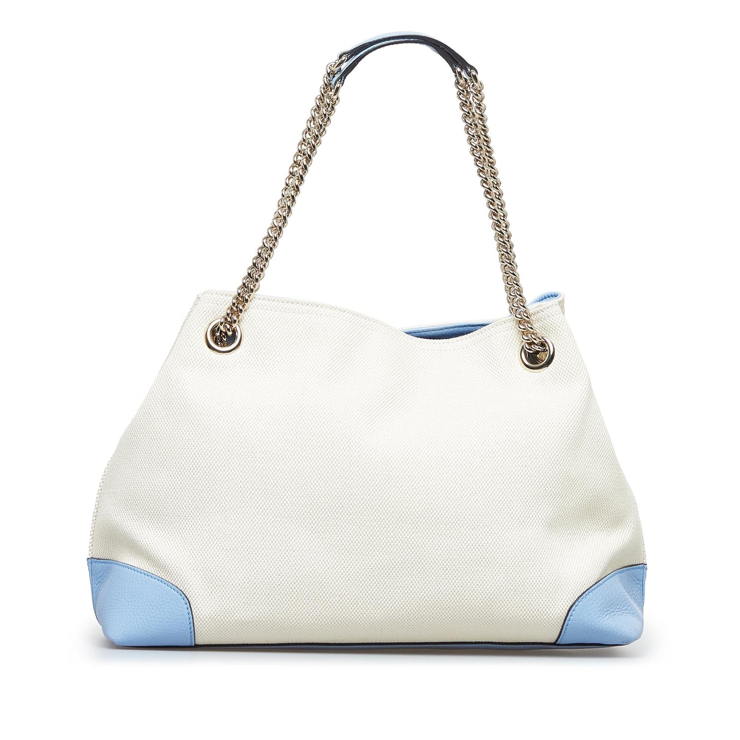 Gucci Soho SHG-F92qBE Canvas White Medium Chain Tote Bag