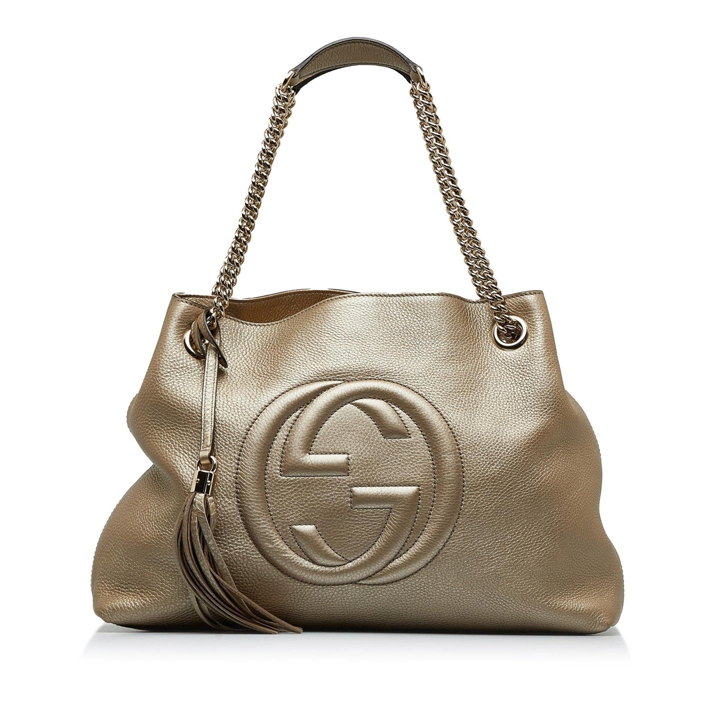 Gucci Soho SHG-C443qt Calf Gold Medium Chain Tote Bag