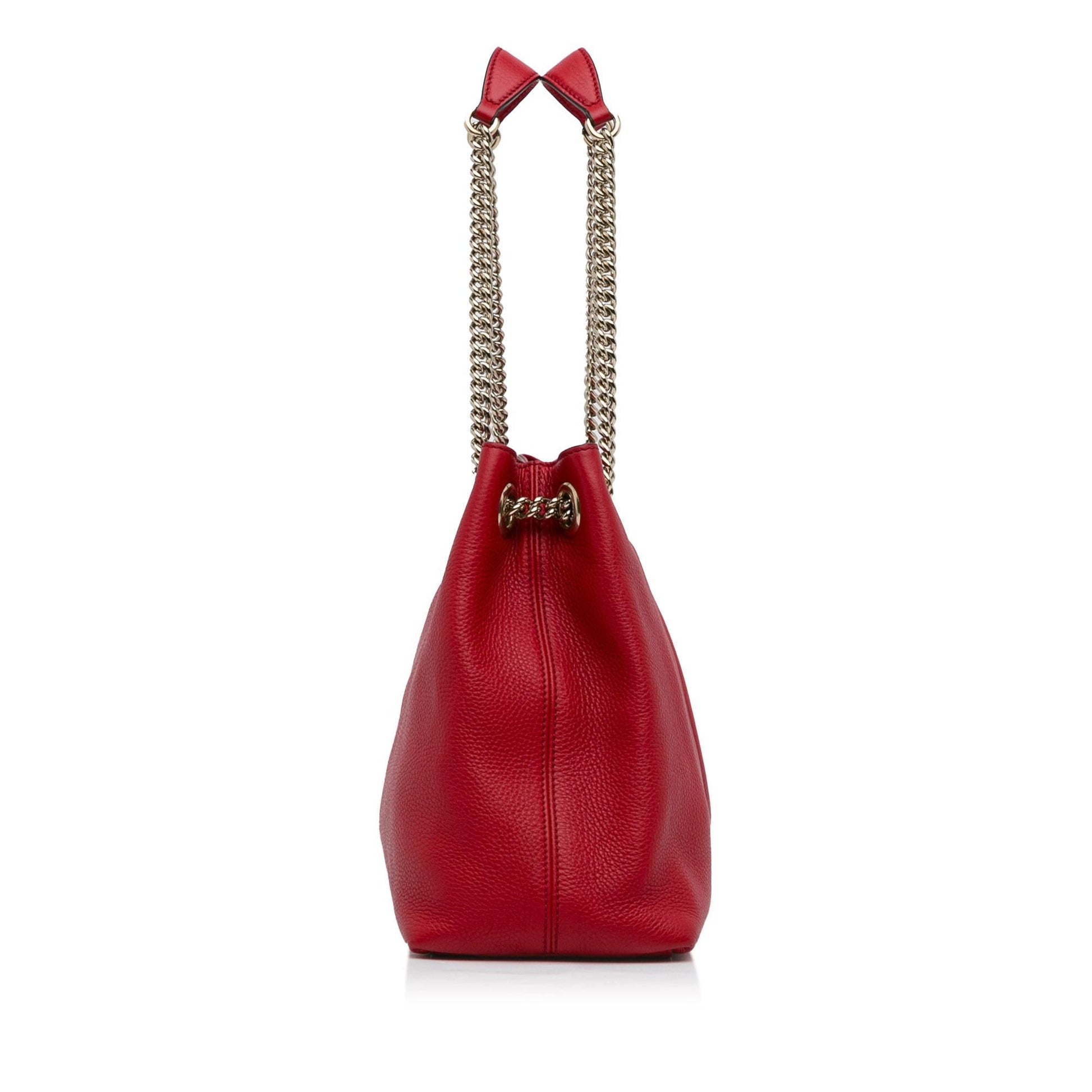 Gucci Soho SHG-xJCUXK Calf Red Medium Chain Tote Bag