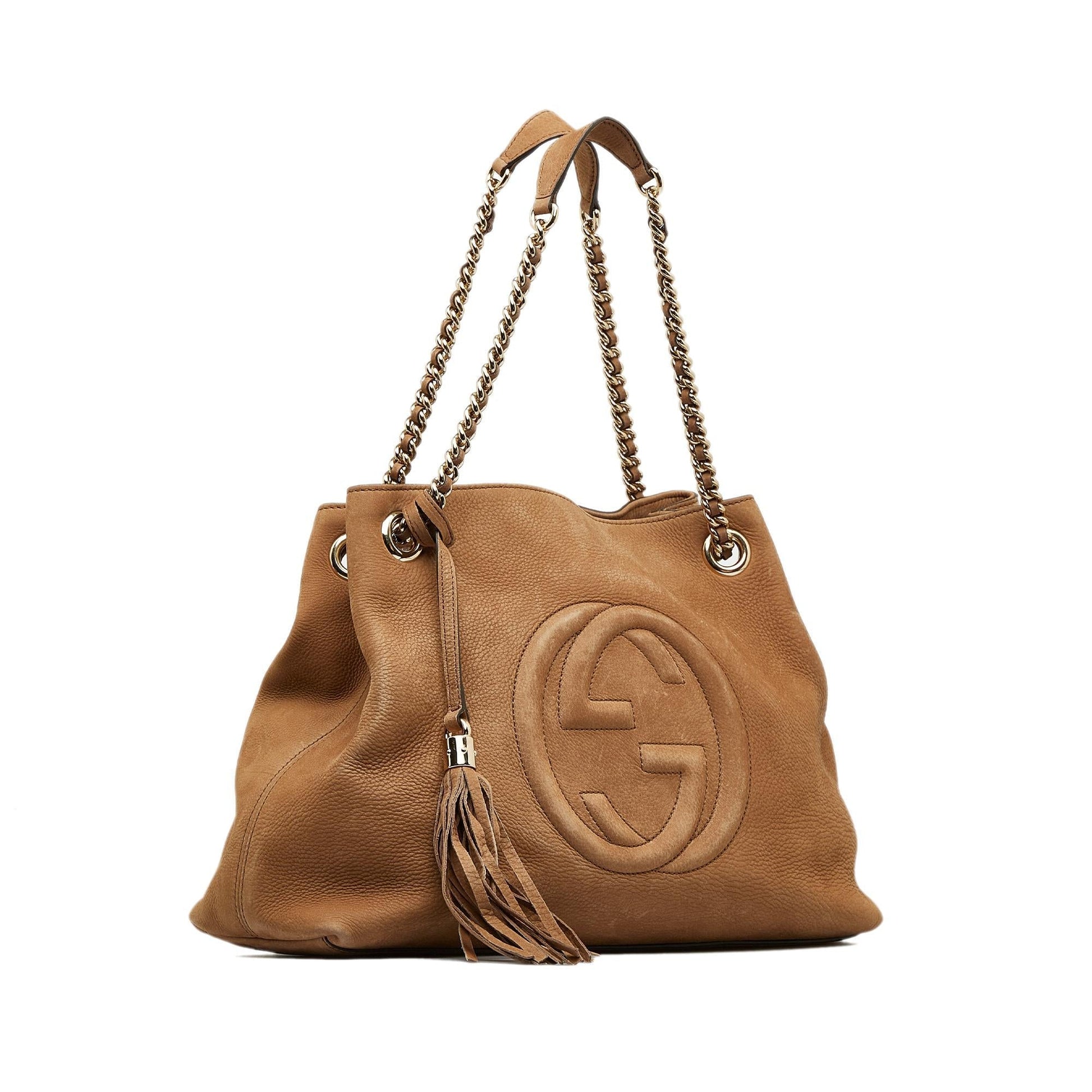 Gucci Soho SHG-Om3yEn Calf Brown Medium Chain Tote Bag