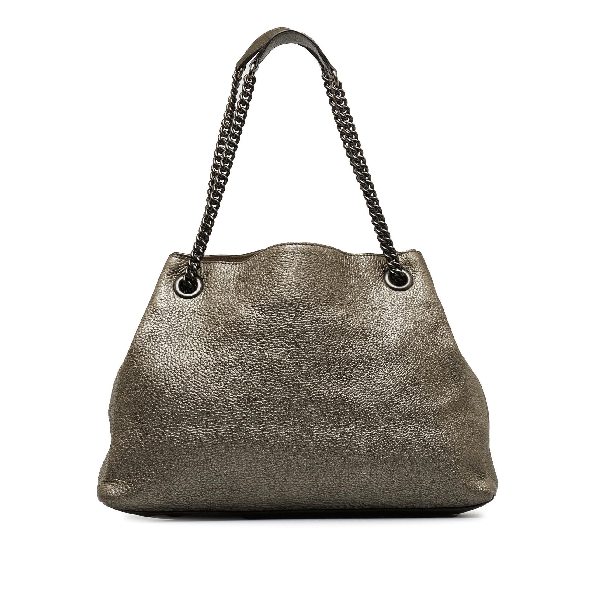 Gucci Soho SHG-ngwZOe Calf Silver Medium Chain Tote Bag