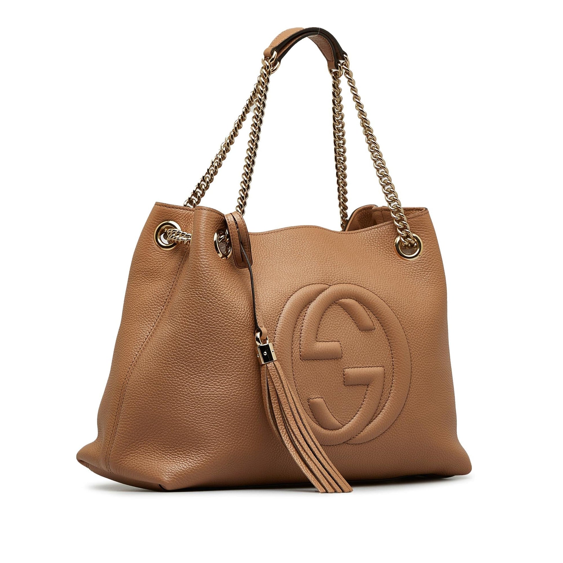 Gucci Soho SHG-z86Ecn Calf Brown Medium Chain Tote Bag