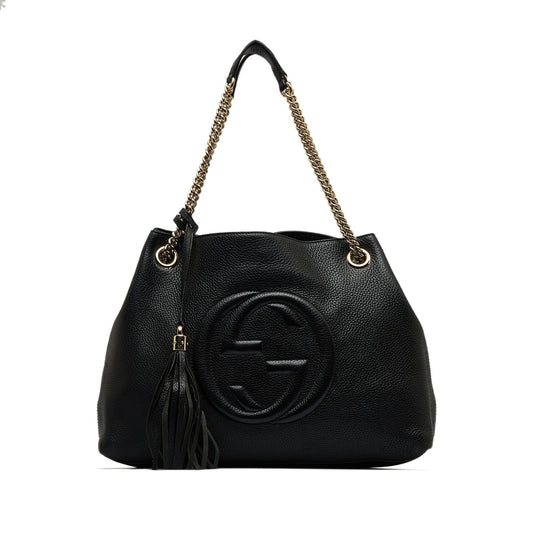 Gucci Soho SHG-vaekVp Calf Black Medium Chain Tote Bag