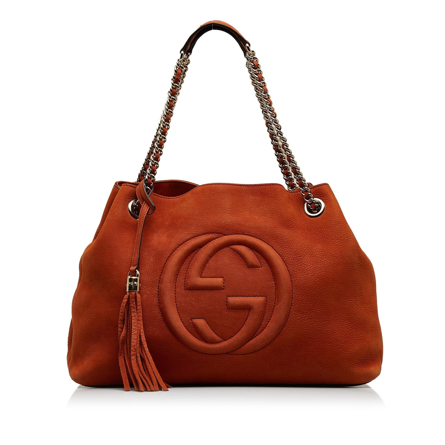 Gucci Soho SHG-FaYbYu Calf Orange Medium Chain Tote Bag