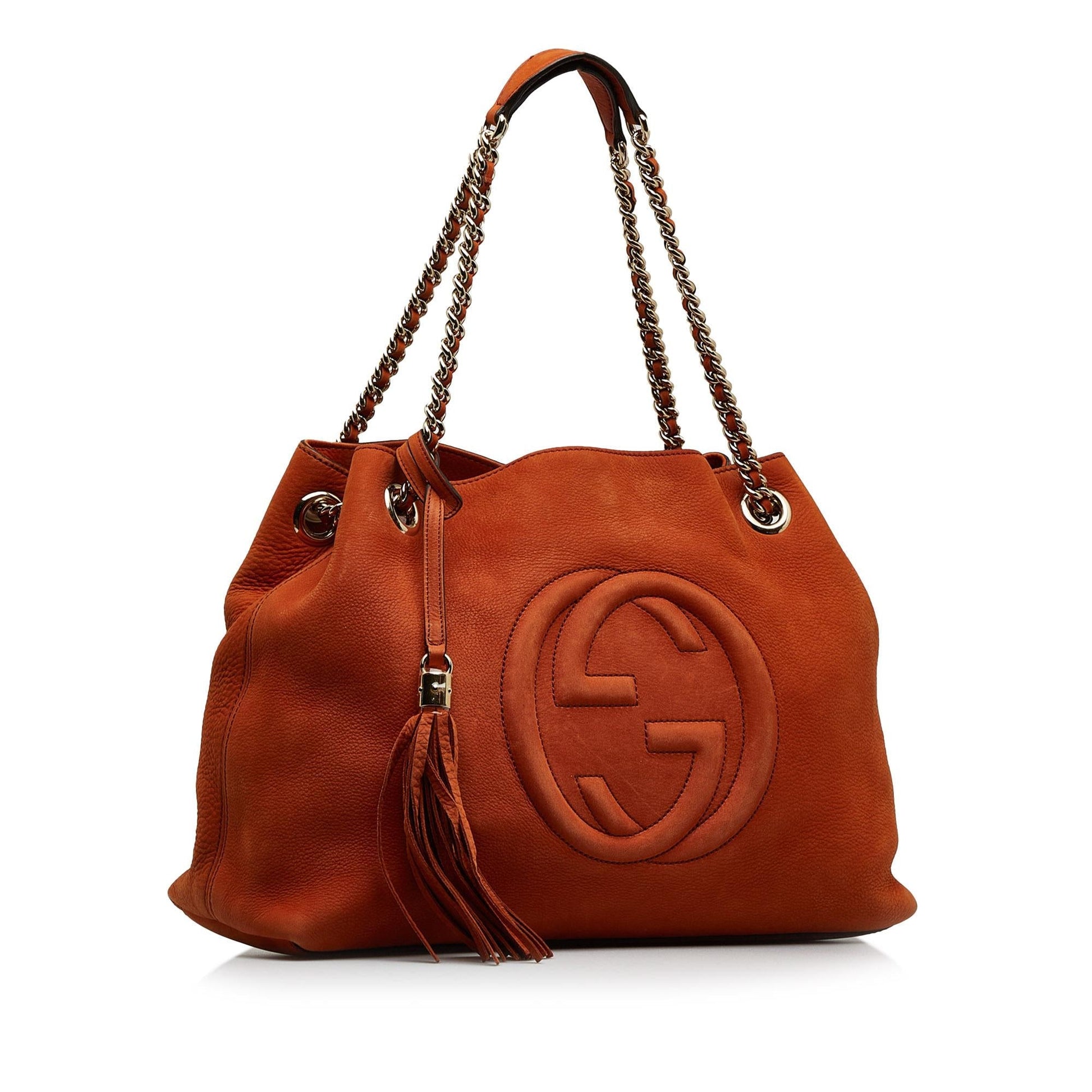Gucci Soho SHG-FaYbYu Calf Orange Medium Chain Tote Bag