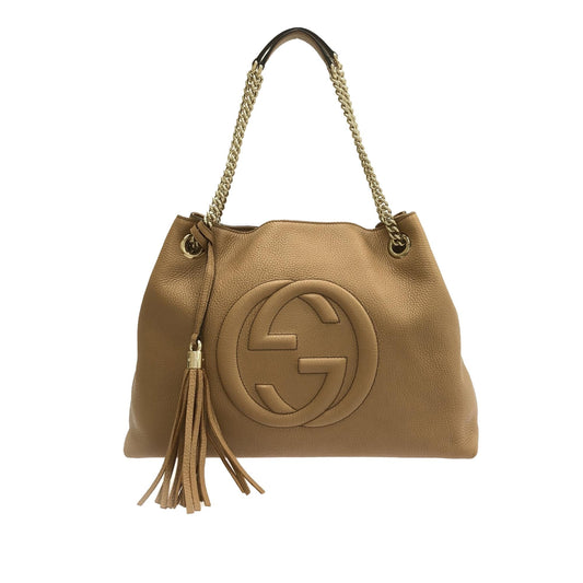 Gucci Soho SHG-CuLFjb Calf Brown Medium Chain Tote Bag