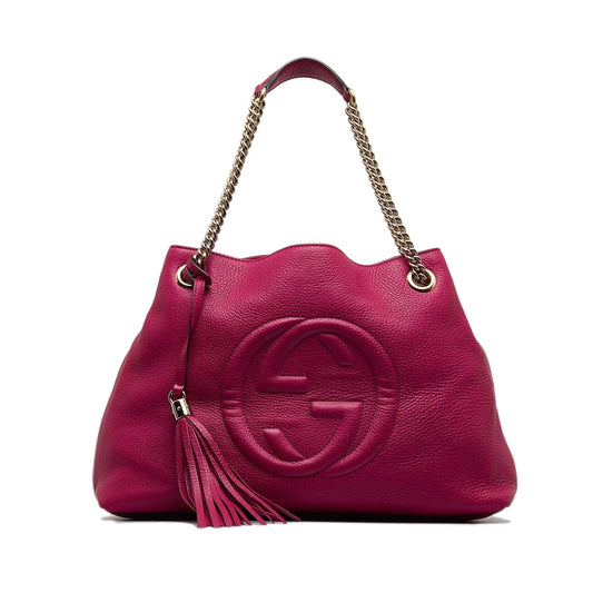 Gucci Soho SHG-YU6jd4 Calf Pink Medium Chain Tote Bag