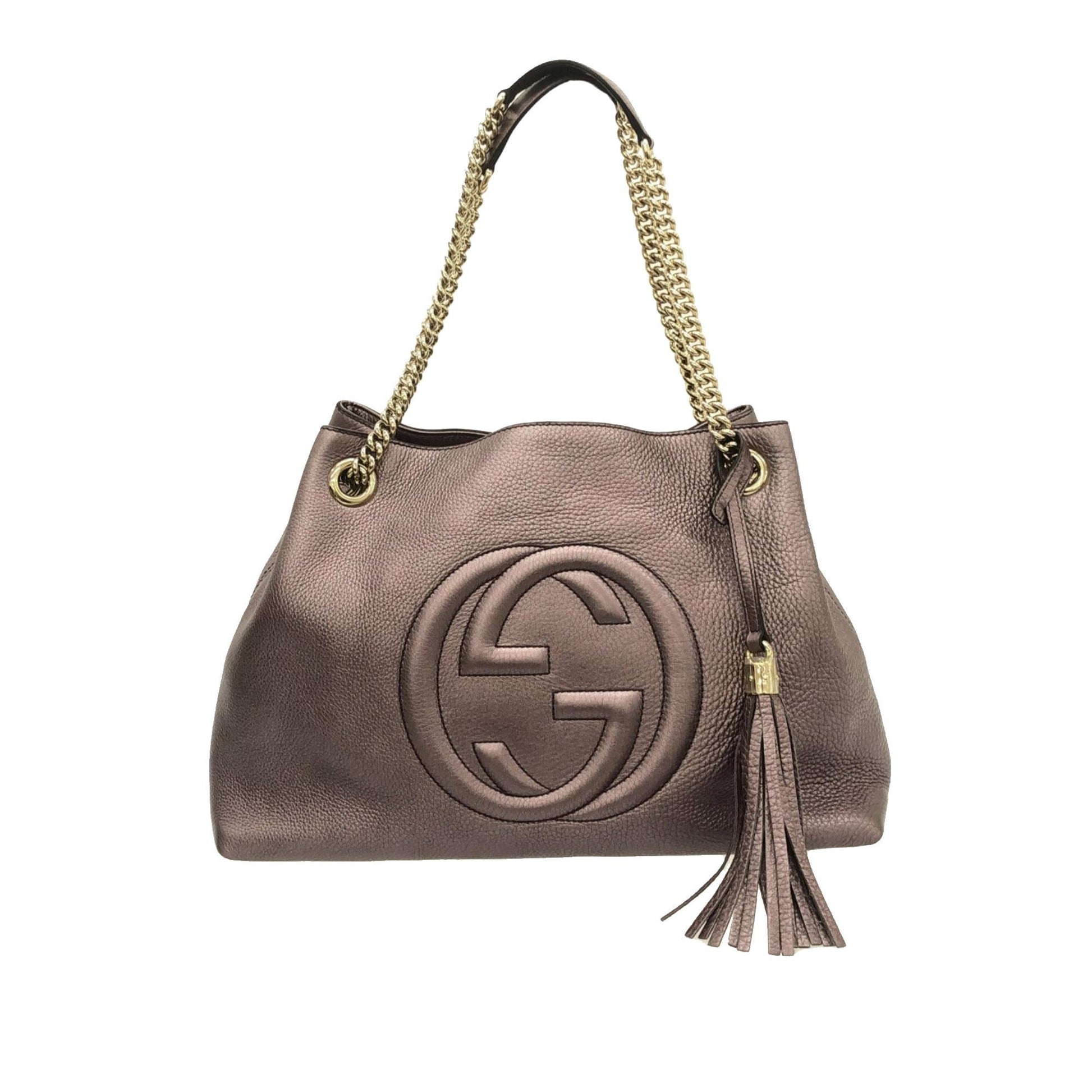 Gucci Soho SHG-i4tDaq Calf Medium Chain Tote Bag