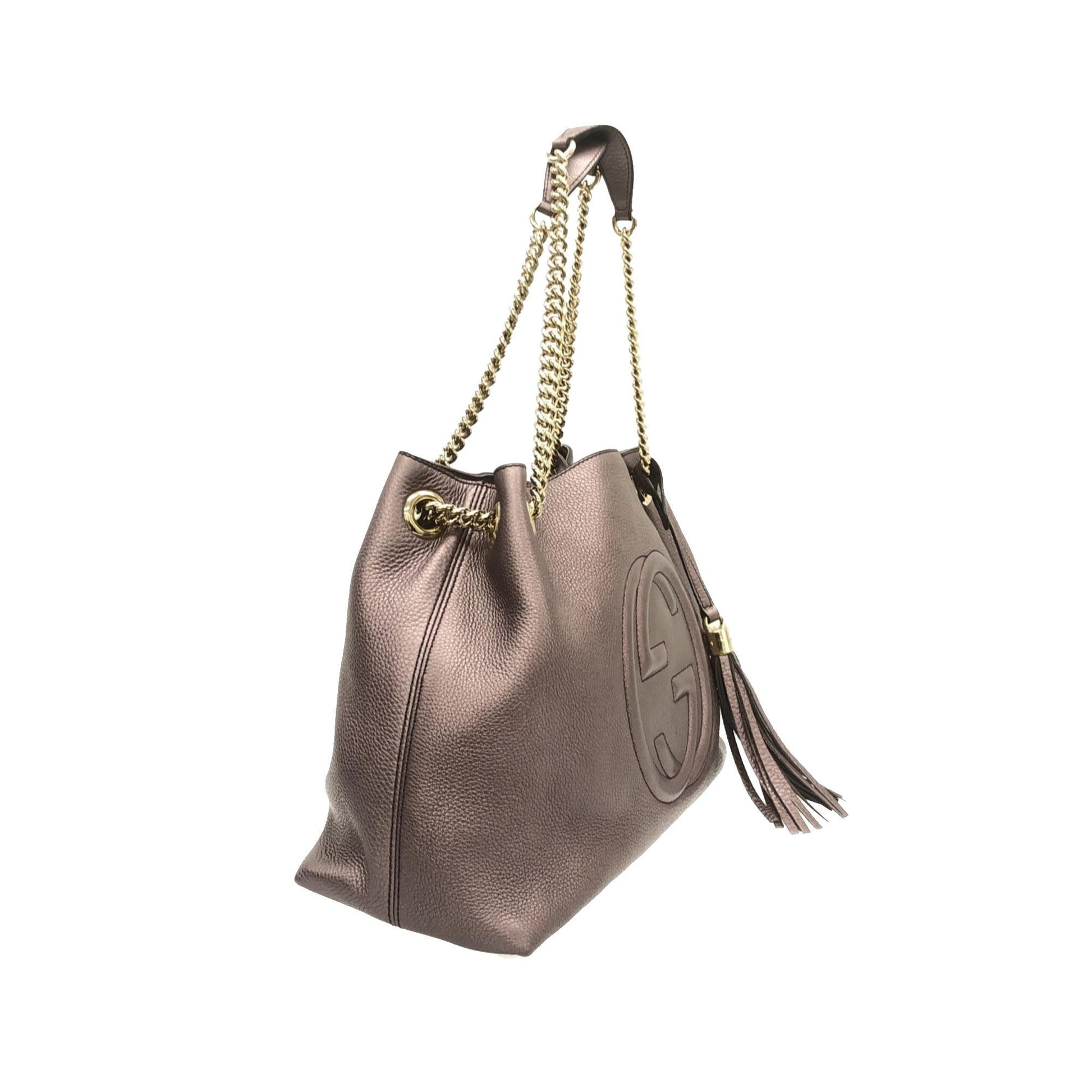 Gucci Soho SHG-i4tDaq Calf Medium Chain Tote Bag