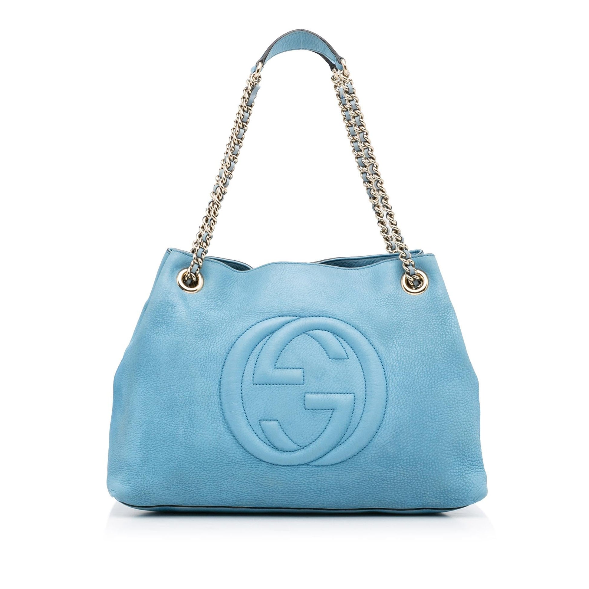 Gucci Soho SHG-ydl1K7 Calf Blue Medium Chain Shoulder Bag