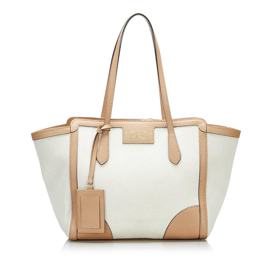 Gucci Swing SHG-r5SyzI Canvas White Medium Tote Bag
