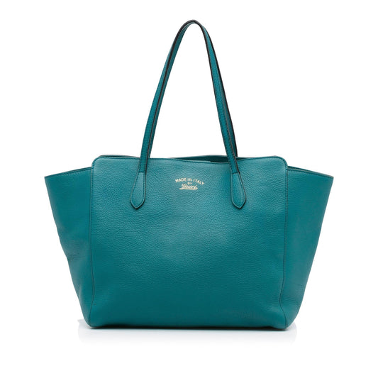 Gucci Swing SHG-VtEp3u Calf Blue Medium Tote Bag