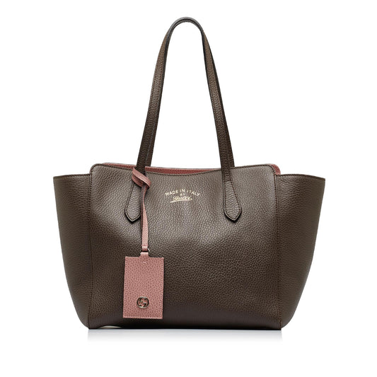 Gucci Swing SHG-QL9JGM Calf Brown Medium Tote Bag