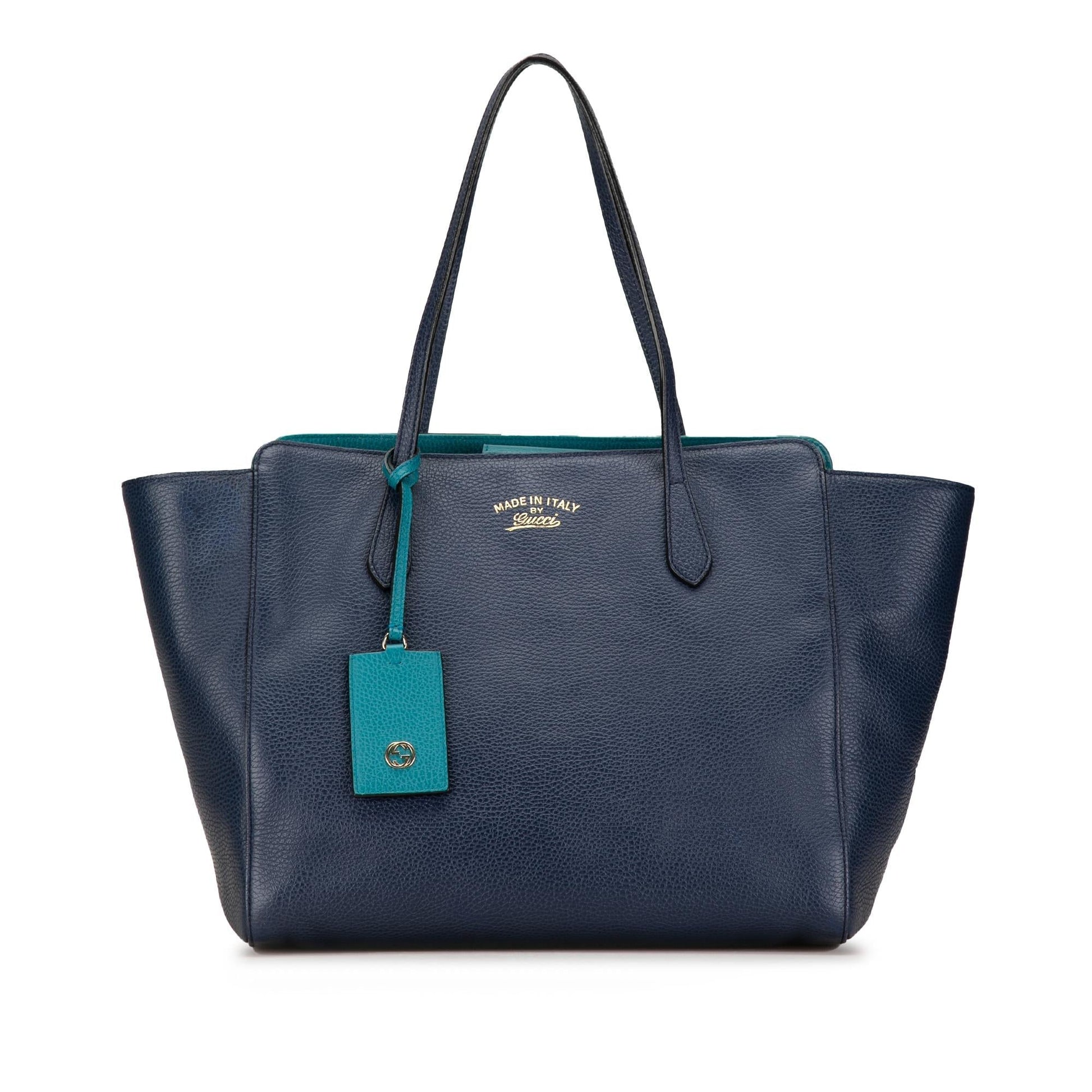 Gucci Swing SHG-O6tU1m Calf Blue Medium Tote Bag