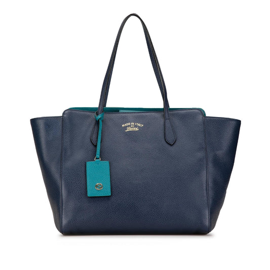 Gucci Swing SHG-O6tU1m Calf Blue Medium Tote Bag