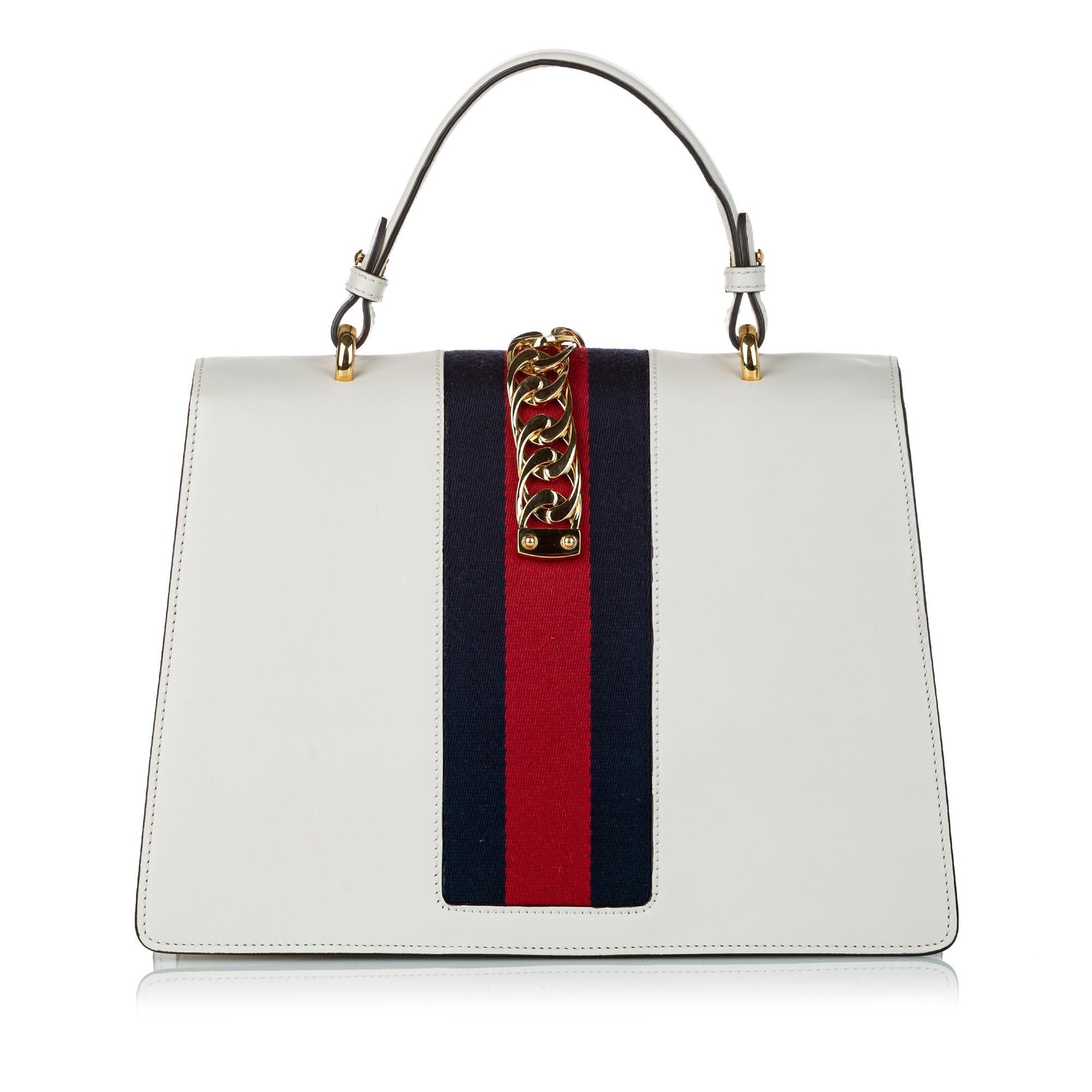 Gucci Sylvie SHG Leather Calf White Medium Satchel Bag