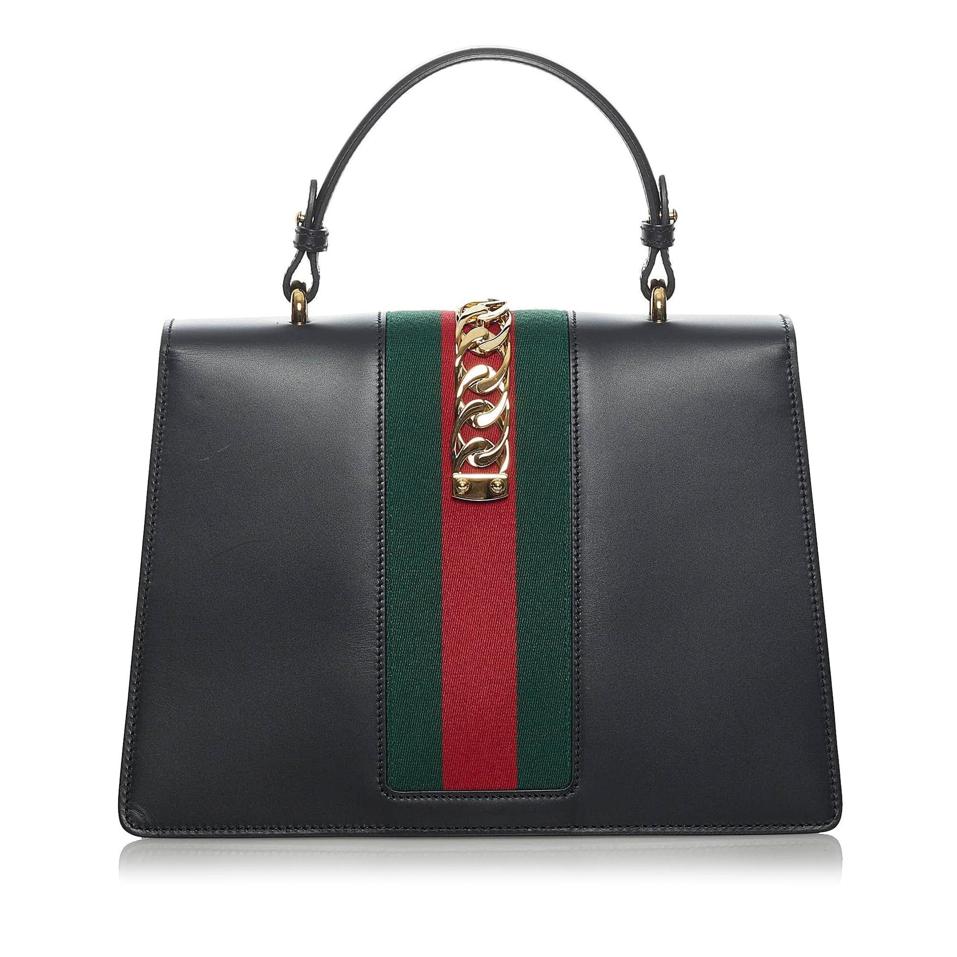 Gucci Sylvie SHG Leather Calf Black Medium Satchel Bag