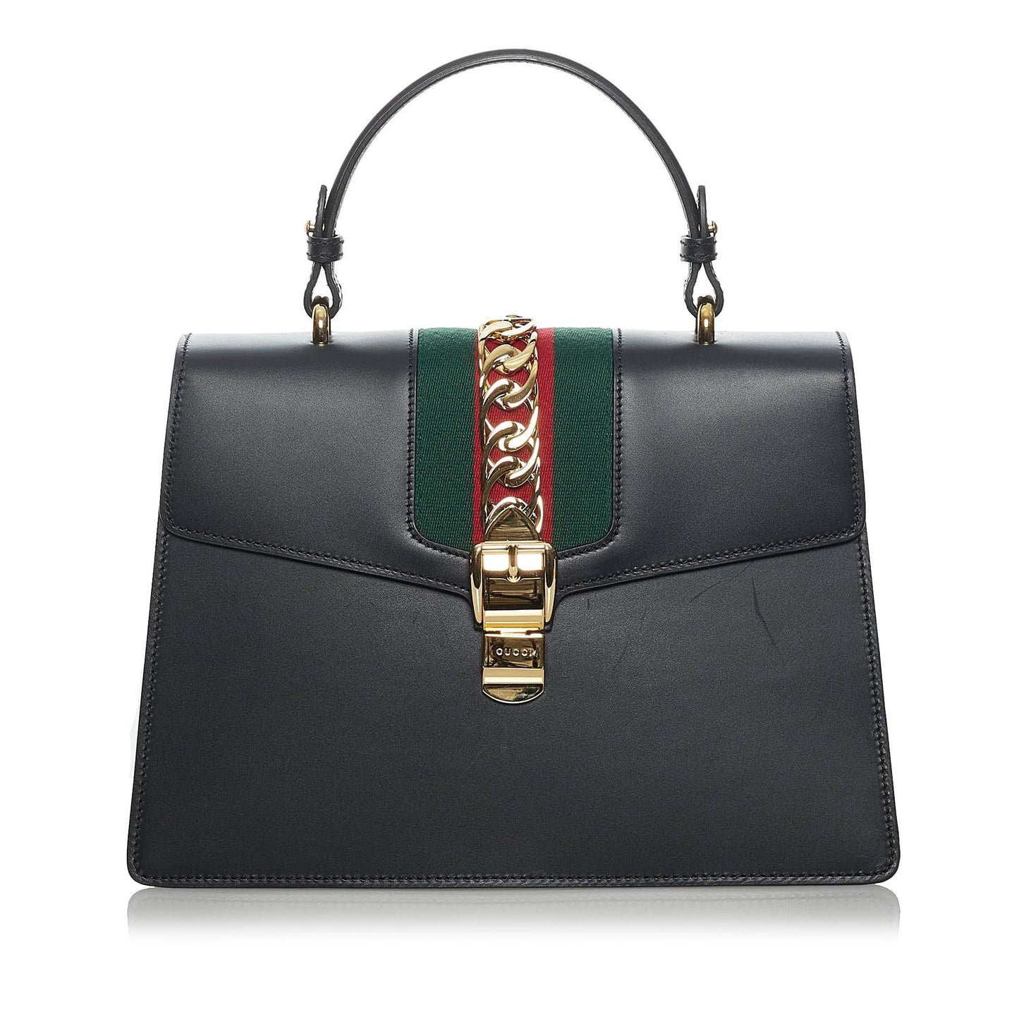 Gucci Sylvie SHG Leather Calf Black Medium Satchel Bag