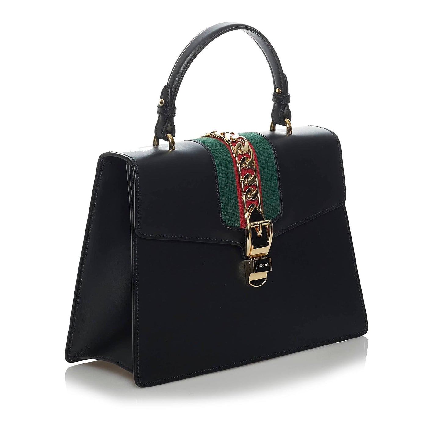 Gucci Sylvie SHG Leather Calf Black Medium Satchel Bag