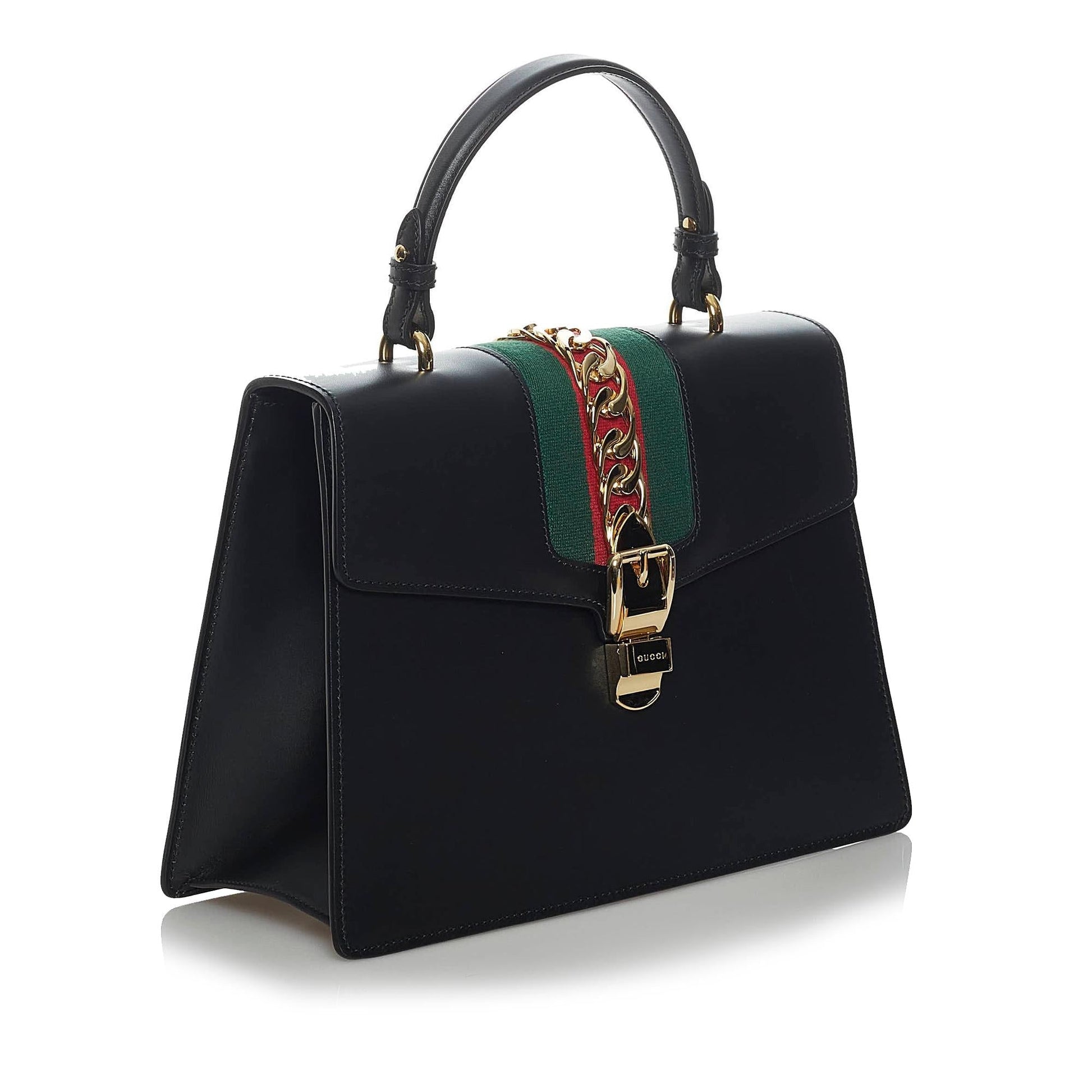Gucci Sylvie SHG Leather Calf Black Medium Satchel Bag