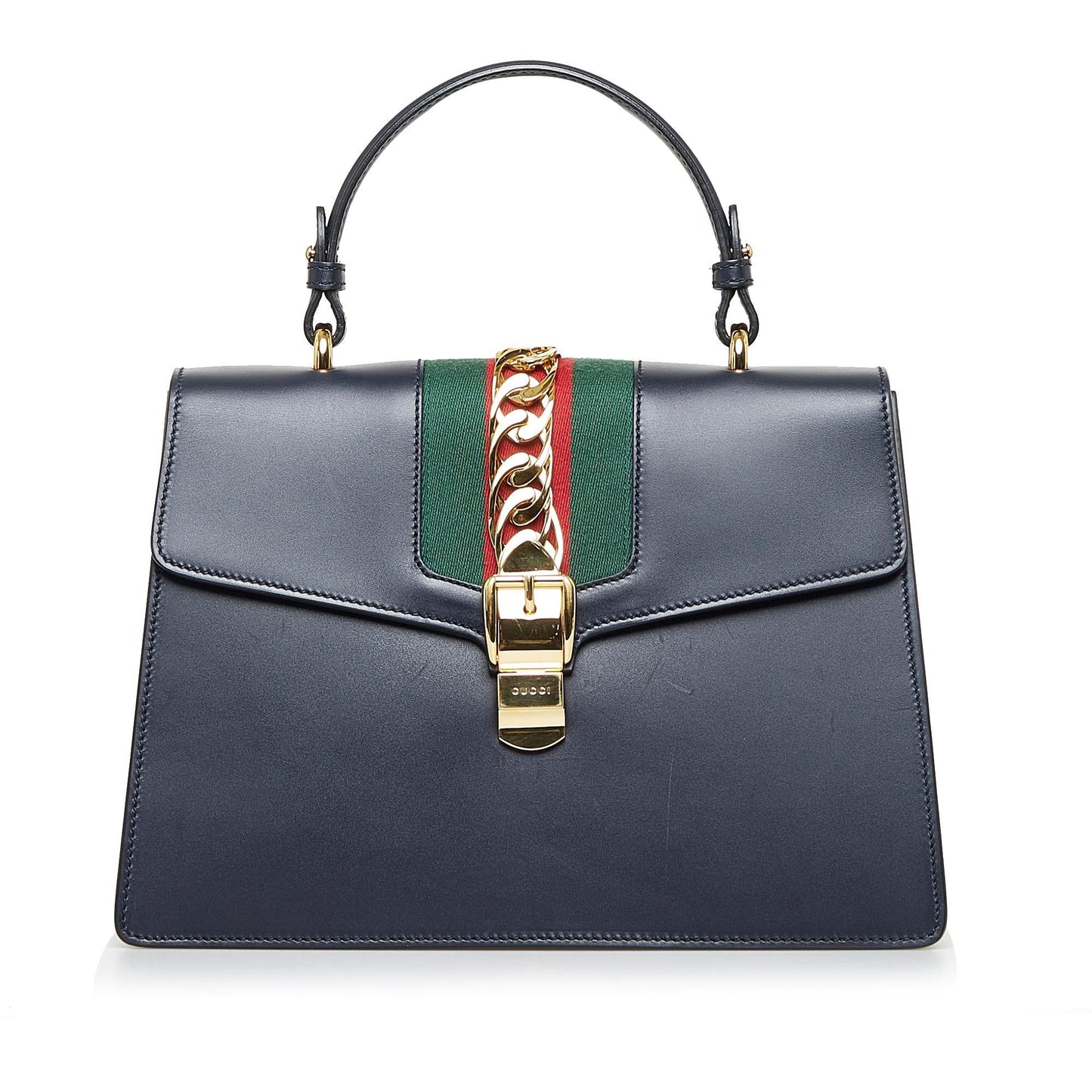 Gucci Sylvie SHG-xoqKeR Leather Calf Black Medium Satchel Bag